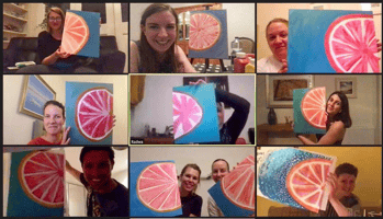 HubSpot employees painting on Zoom