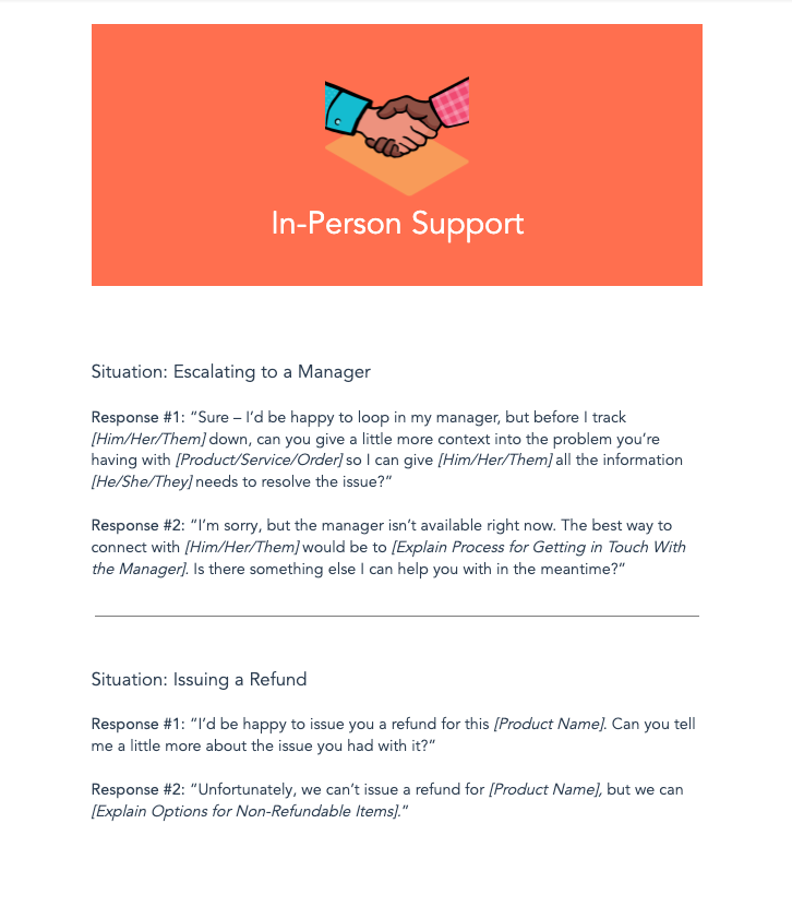 in-person support script templates