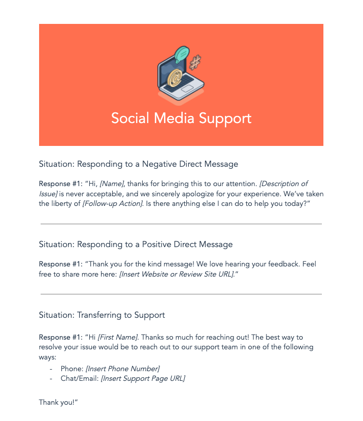 social media support script templates