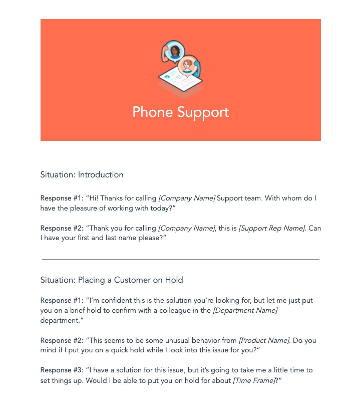 phone support script templates